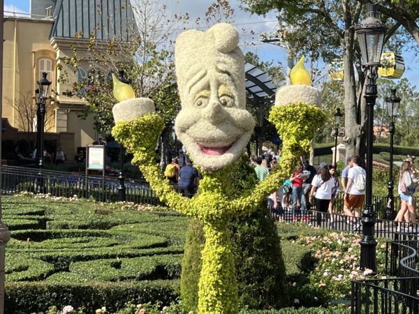 Beauty and the Beast topiaries.