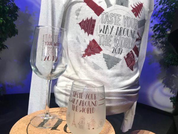 Taste Your Way Around the World 2019 wine glasses and long-sleeve tee