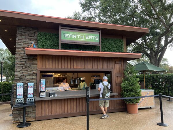 Earth Eats outdoor kitchen is located not far from the Refreshment Port, near the World Celebration entrance leading into World Showcase.