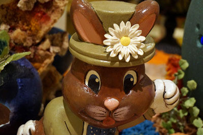 The display includes great chocolate bunnies too.