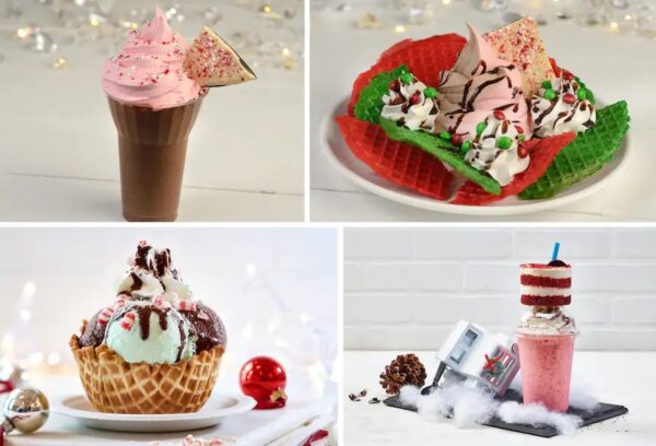 Poinsettia Spritz, Splitsville Luxury Lanes. Frozen Hot Chocolate with Peppermint Soft Serve, from Swirls on the Water. Photo Credit © Disney Enterprises, Inc. All Rights Reserved. 