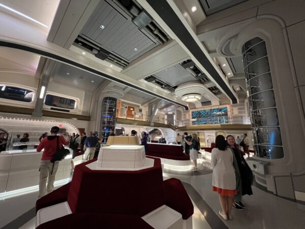 As you exit the pod you enter the beautiful atrium, which is the heart of the ship and connects to many other spots.