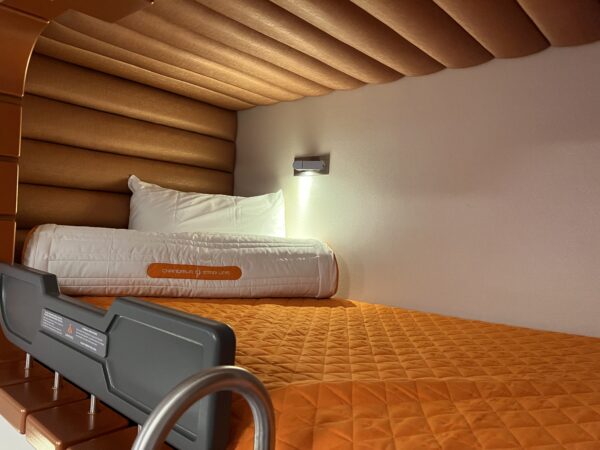 One of the sleeping berths in the cabin. Kids will love these spaces!