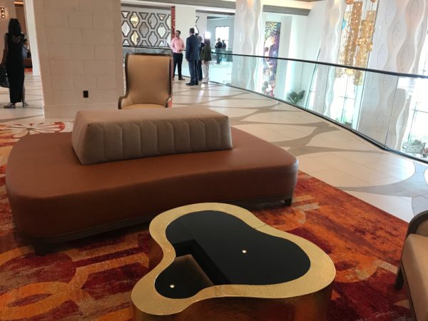 The lobby feature plenty of seating, many which also have USB charging ports. 