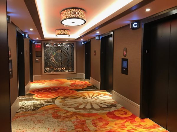 The elevators are lettered.