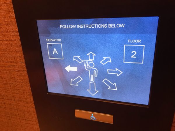 The screen then directs you to the proper elevator.