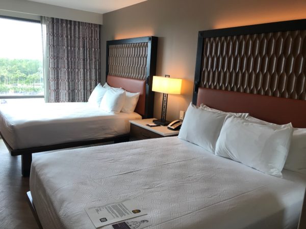 The beds are up off the floor, which provides more storage space.