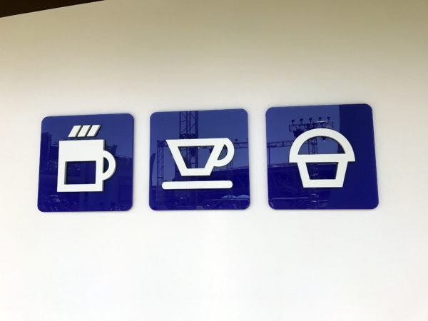 The logos on the side of the building tell you just what to expect (including giant pastries).