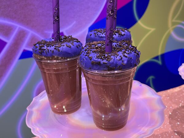 Happy Haunts Milkshake. Blackberry milkshake topped with a purple chocolate- glazed donut covered with black sprinkles. Available at Columbia Harbour House