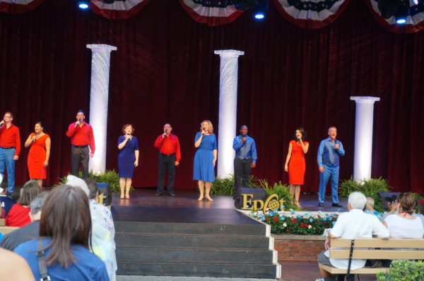 The American Adventure Theatre is a great place to meet. You might even get to see a performance!