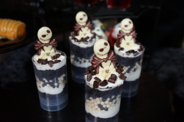 It wouldn't be Halloween without Jack Skellington. This cake pop, available at Sleepy Hollow, is layered chocolate cake with vanilla buttercream, white and dark chocolate pearls, dark chocolate curls, and a white chocolate Jack Skellington chocolate piece.