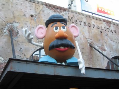 You can't find baked potatoes at Pizza Planet, but you can see Mr. Potato Head.