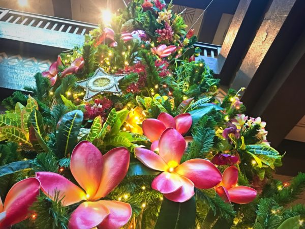 Another dazzling view of the Polynesian inspired Christmas Tree. 