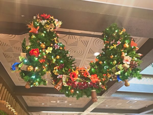 Perfectly detailed garland hanging in the lobby at Disney's Polynesian Resort.