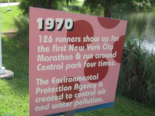 1970: 126 runners show up for the first New York City Marathon & run around Central park four times. The Environmental Protection Agency is created to control air and water pollution.