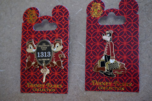 Disney celebrates one of the most beloved attractions, the Twilight Zone Tower of Terror, with several pins featuring Disney characters.