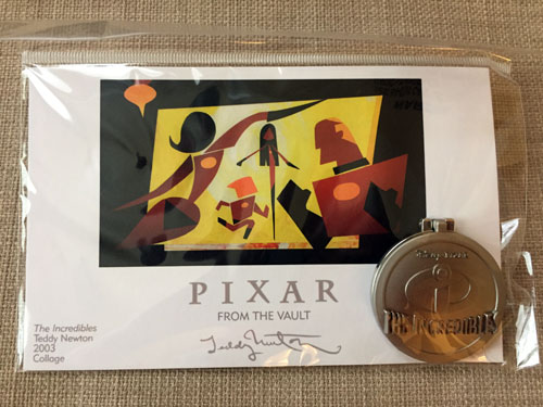 From the Pixar Vault: look at this neat badge pin with The Incredibles emblem.