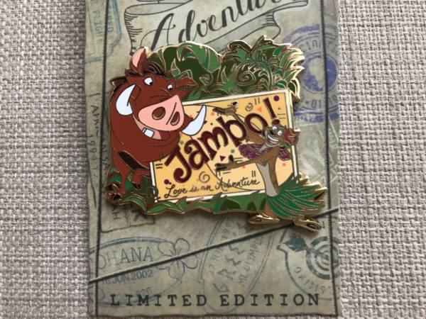 Limited Edition Love is an Adventure Timon and Pumbaa pin.