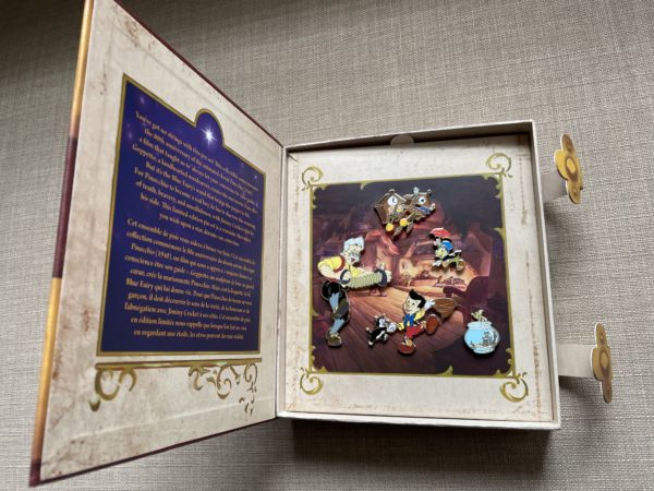 This pin set comes in a beautiful box set that looks like a storybook.