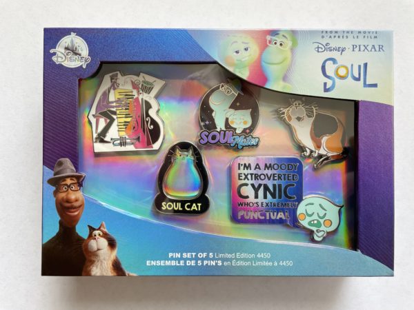 This box set of pins contains five designs celebrating the Disney Pixar movie Soul.