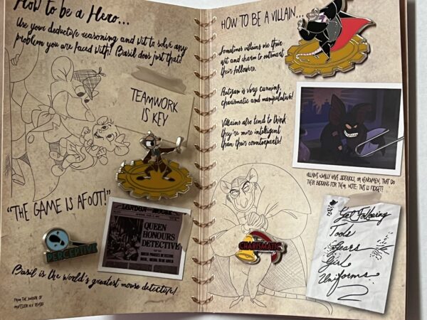 The unique book-like design of the packaging hold for unique pins.