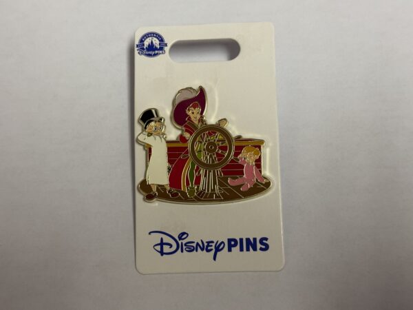 Peter Pan captains the pirate ship. 