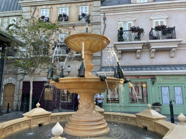 The fountain in front of the attraction brings fun motion and sound to the area.