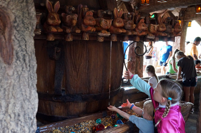 It's hard to see during the day, but the water streams are colored with lights.