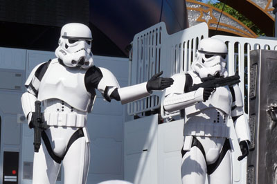Two Storm Troopers comment on the crowd.