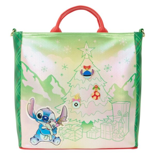 Lilo & Stitch Holiday Tote Pin Trader Crossbody Bag by Loungefly