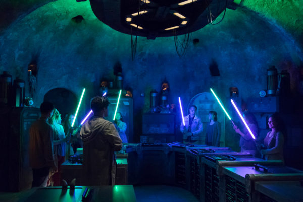 Build your own lightsaber at Savi's Workshop with the help of a Gatherer. Photo credits (C) Disney Enterprises, Inc. All Rights Reserved