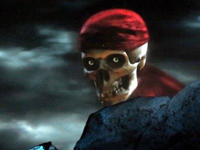 This talking skull acts as the host of the show.