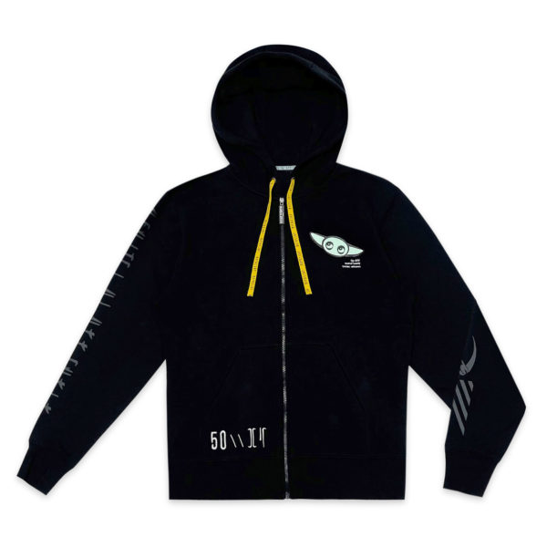 The Child zip hoodie will be wanted by more than just bounty hunters. This stylish hooded sweat-jacket features trims and embroidery with Mandalorian lettering, plus Grogu art. $54.99 Photo credits (C) Disney Enterprises, Inc. All Rights Reserved 