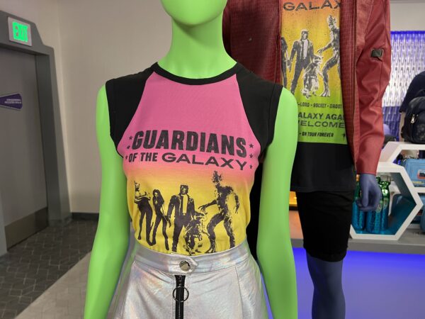 Treasures of Xandar merchandise, like this shirt, has a 1970s and 1980s vibe in design and color. Retro cool!