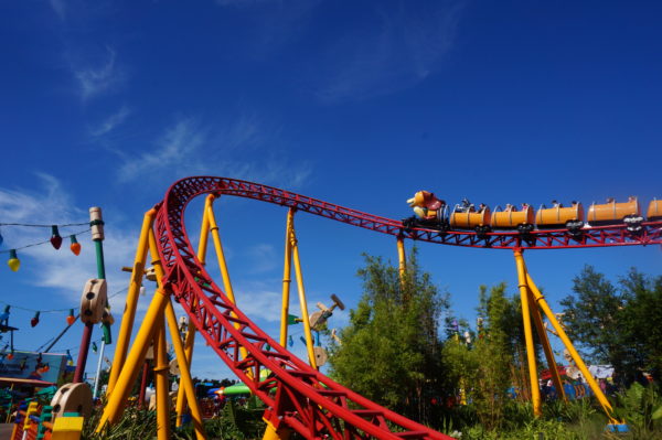 Slinky Dog Dash has some small drops throughout the ride.