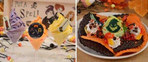 Witches Flight Pumpkin Soft Serve, Oogie Boogie Dole Whip Nachos. Photo Credit © Disney Enterprises, Inc. All Rights Reserved.