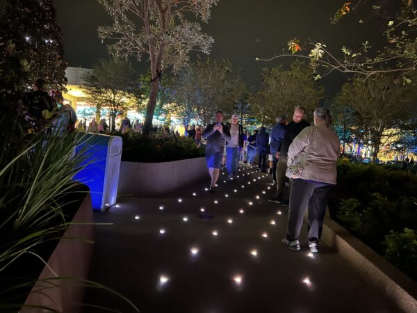 EPCOT embedded point lights in the sidewalk near Dreamer's Point.