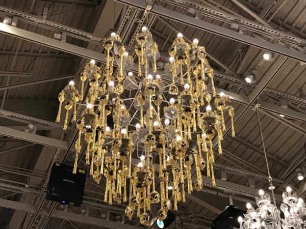 The chandeliers in the Princess room are made of tiaras and scepters.